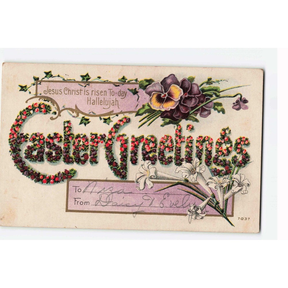 Vintage 1911 Easter Greetings Postcard Windsor Maine 1c Washington Stamp VG
